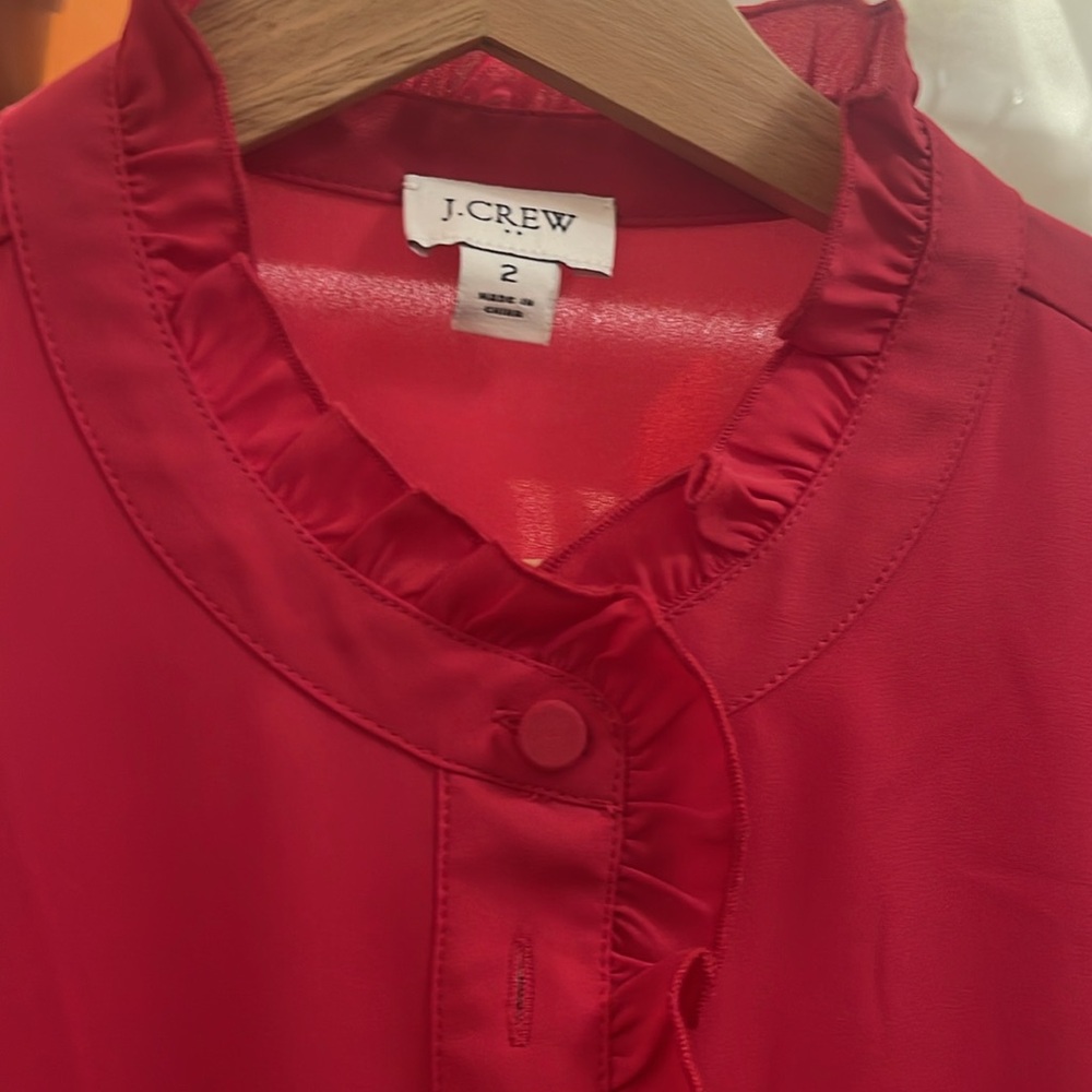 J. Crew - Pink Ruffle Popover- Size 2 - Picture 2 of 4